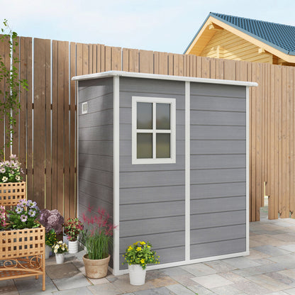 Outsunny Garden Shed with Window and Double Door, in Aluminum and PP, 122x149x192 cm, Gray - Borgè