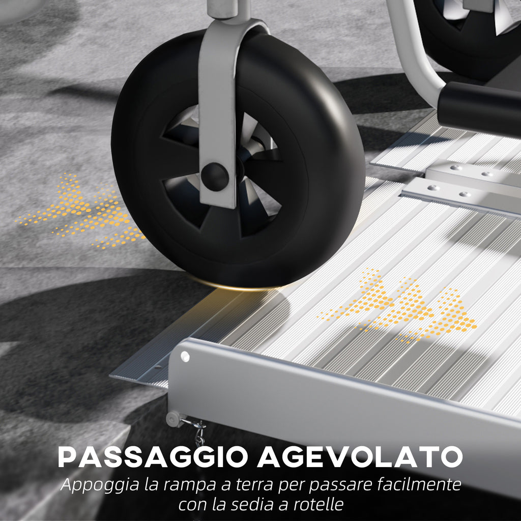 Non-Slip Aluminum Alloy Wheelchair Ramp, 272kg Capacity, 183x72x5cm