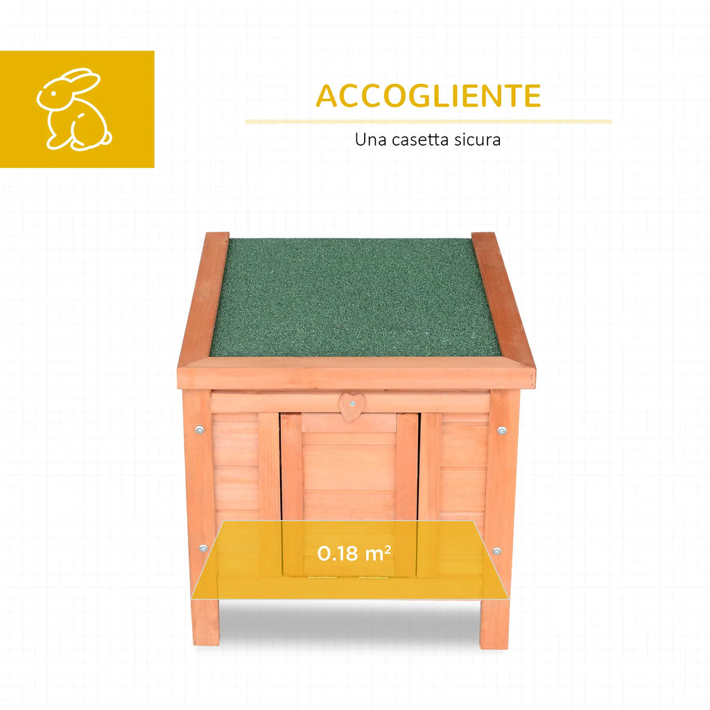 Outdoor Wooden Rabbit Cage with Asphalt Roof and Non-Slip Ramp, 42x51x43cm, Red Orange - Borge' Group Limited