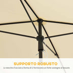 Rectangular and Adjustable Garden Umbrella with Aluminum Pole, 2x1.3x2.5 m, Beige