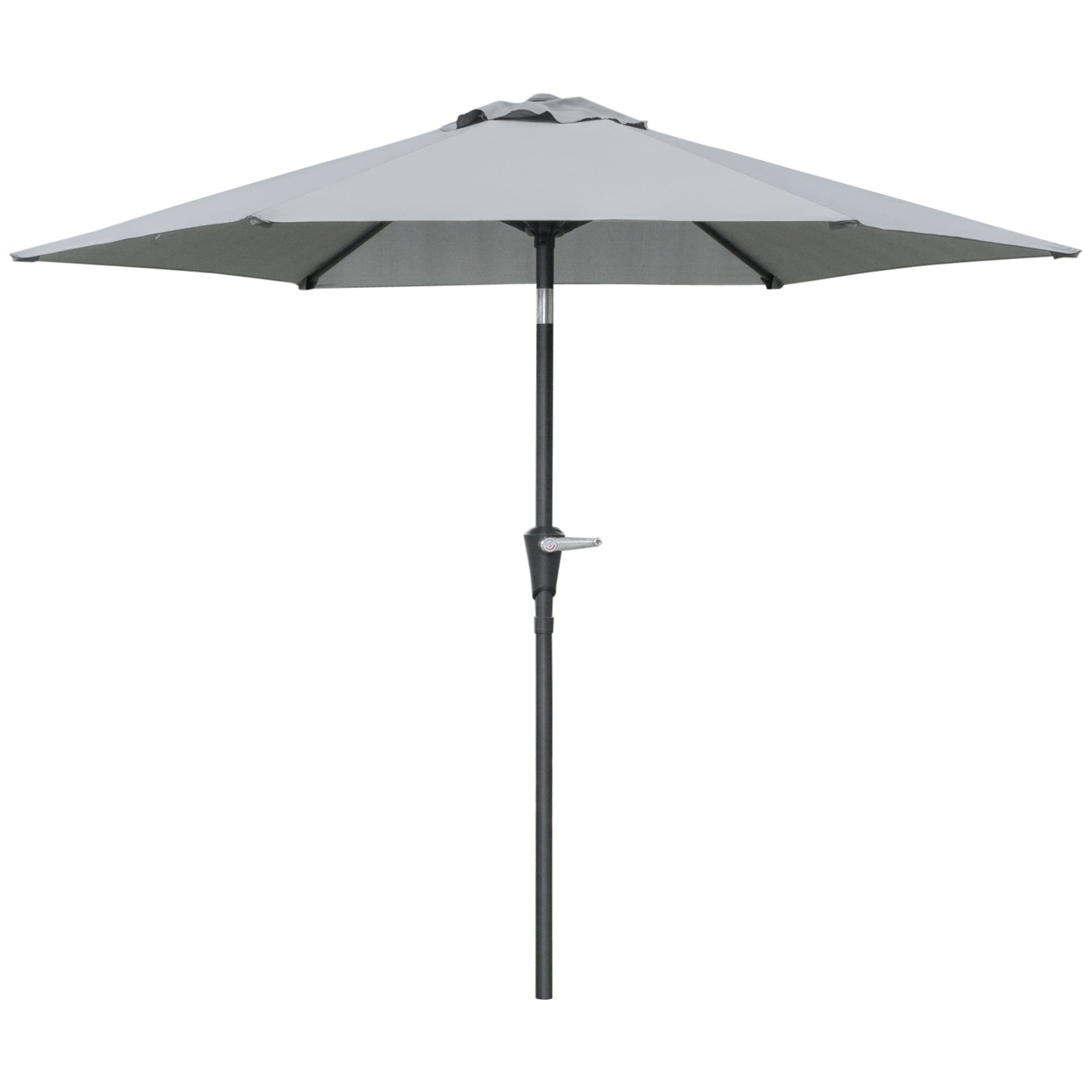 Tilting Garden Umbrella 2.3x2m with Crank Opening and 6 Ribs, Gray - Borgè