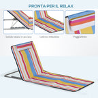 Set of 2 Folding Beach Chairs with Adjustable Backrest and Headrest, 53x124x35-45 cm, Multicolor