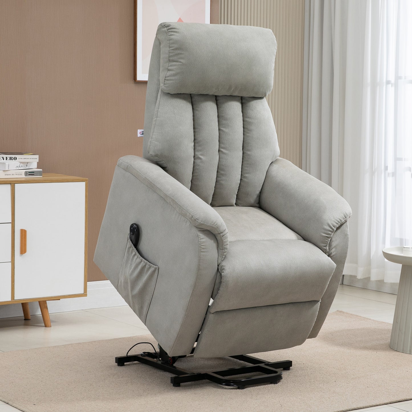 Lift Armchair Reclining 150° max with Remote Control and Footrest, 75x93x110 cm, Grey