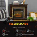Built-in Electric Fireplace with Timer, Adjustable Flame and Temperature, 80x21.6x67.8 cm, Brown