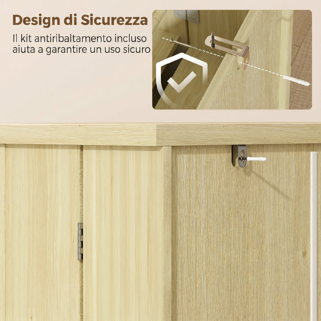 HOMCOM 104cm Pantry, 12 Spice Racks, Adjustable Shelves, Natural Wood.