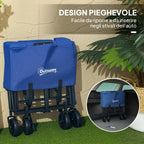 Outsunny 62L Folding Garden Cart with Adjustable Handle, Metal and Oxford Fabric, 76x48x86 cm, Blue