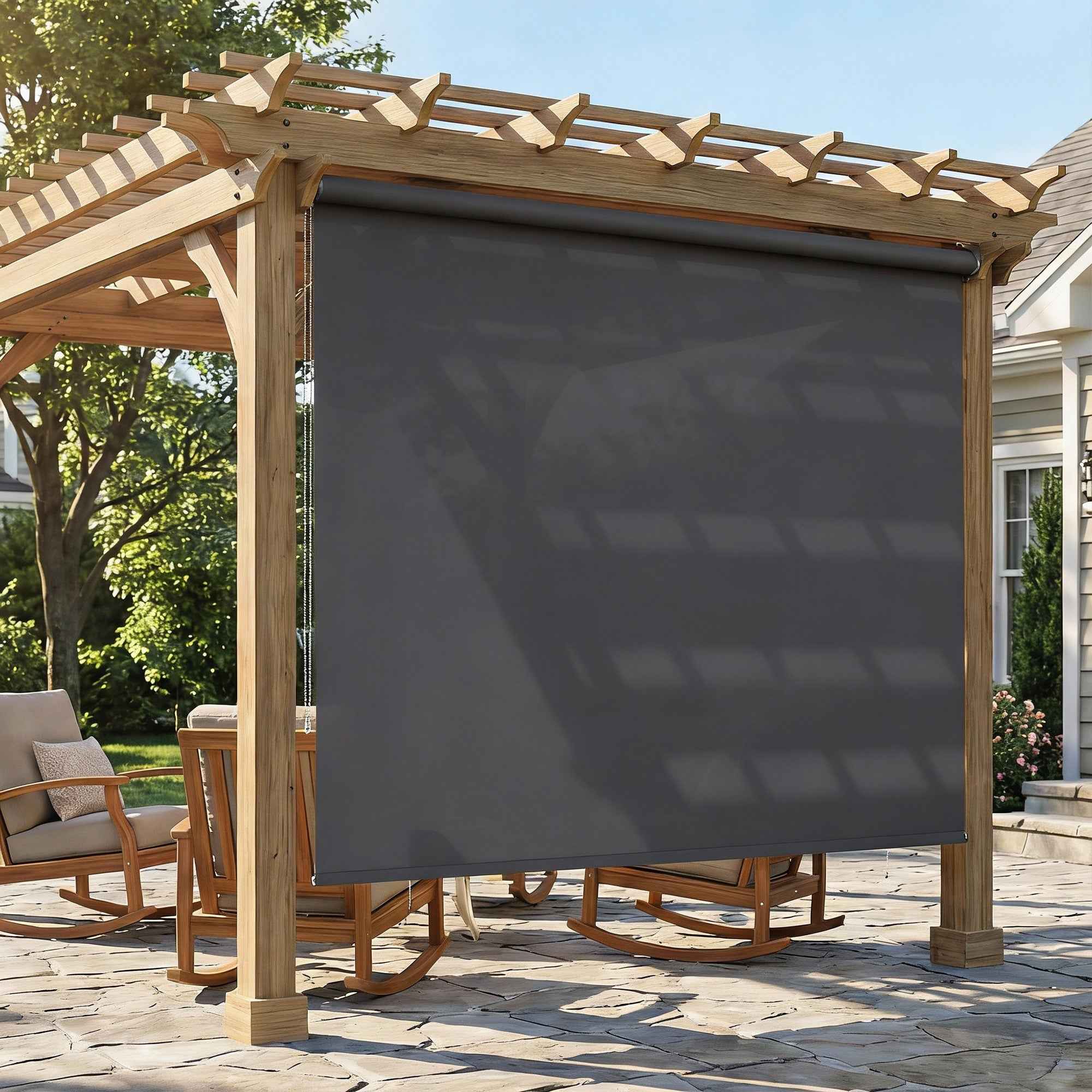 Outsunny Anti-UV Polyester Roller Blind with Chain, 240x160 cm, Dark Grey