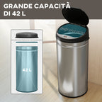 42L Motion Sensor Waste Bin with Automatic Opening, 30.5 x 30.5 x 68 cm, Black and Silver