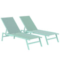 Outsunny Set of 2 Sun Loungers Adjustable in 5 Positions with Side Table and 2 Wheels, in Metal and Polyester, Green