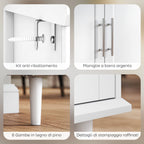 Elegant Buffet Sideboard with 2 Drawers and 3 Cabinets with Adjustable Shelves, Wooden, 120x38x86 cm, White