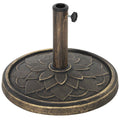 Outsunny 12kg Umbrella Base with Integrated Crank, in Resin, Metal and Cement, Ø46x34 cm, Bronze