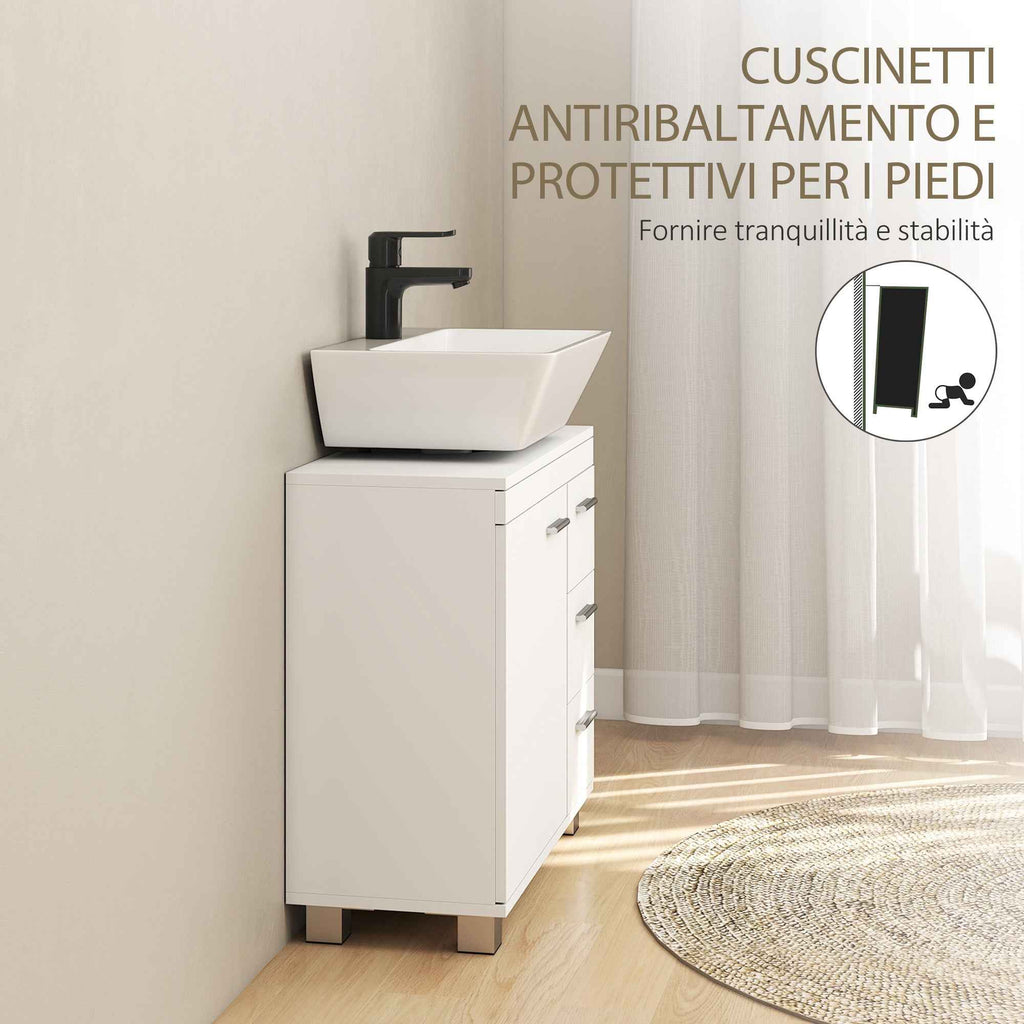 HOMCOM Bathroom Vanity Unit with Cabinet, Shelves and Drawers, White