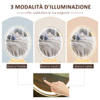 Industrial-Style LED-Lighted Dressing Table with Mirror, Makeup Table with Stool, Touch Switch Vanity, White