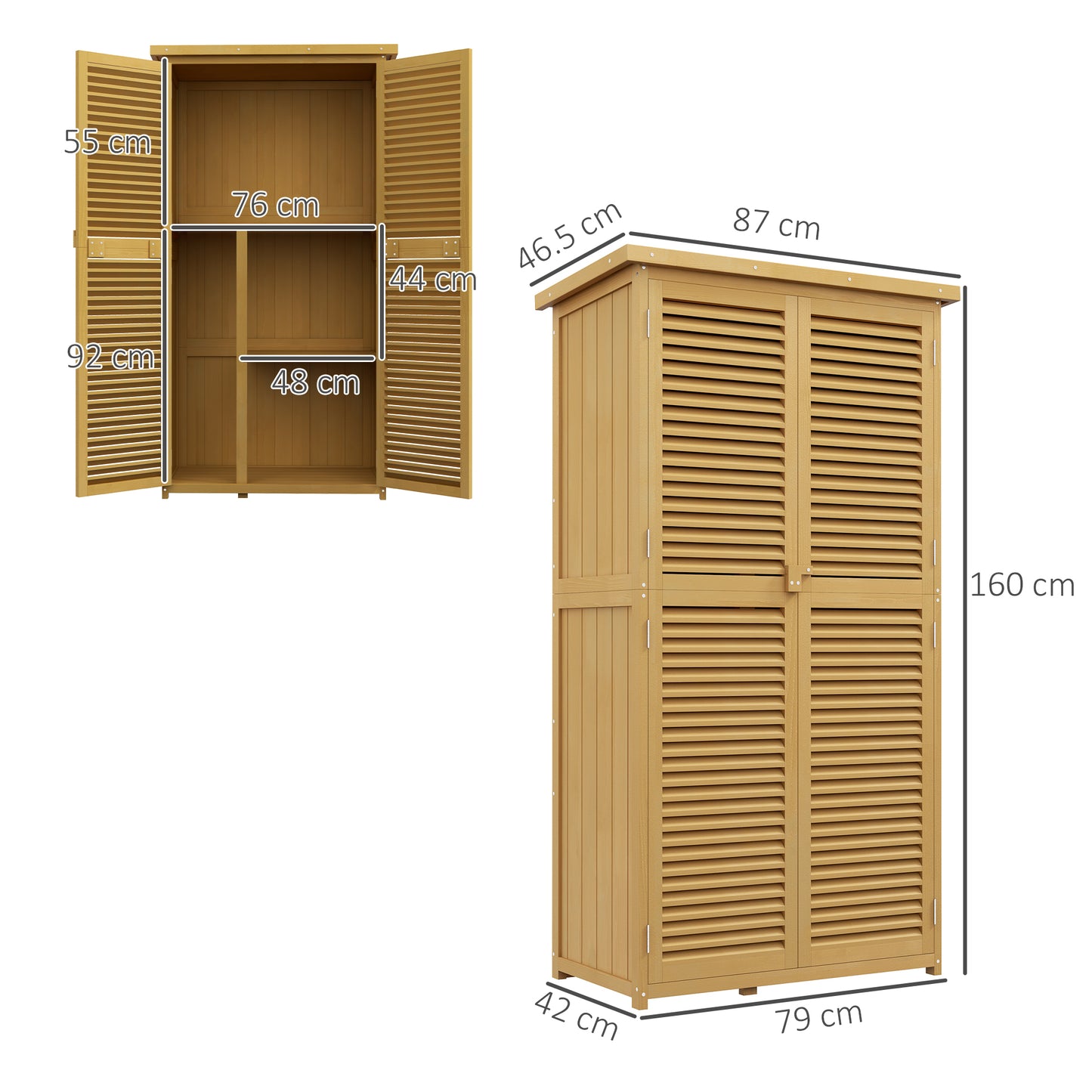 Wooden Garden Shed with Shutter Door, 87x46.5x160 cm, Yellow and Green