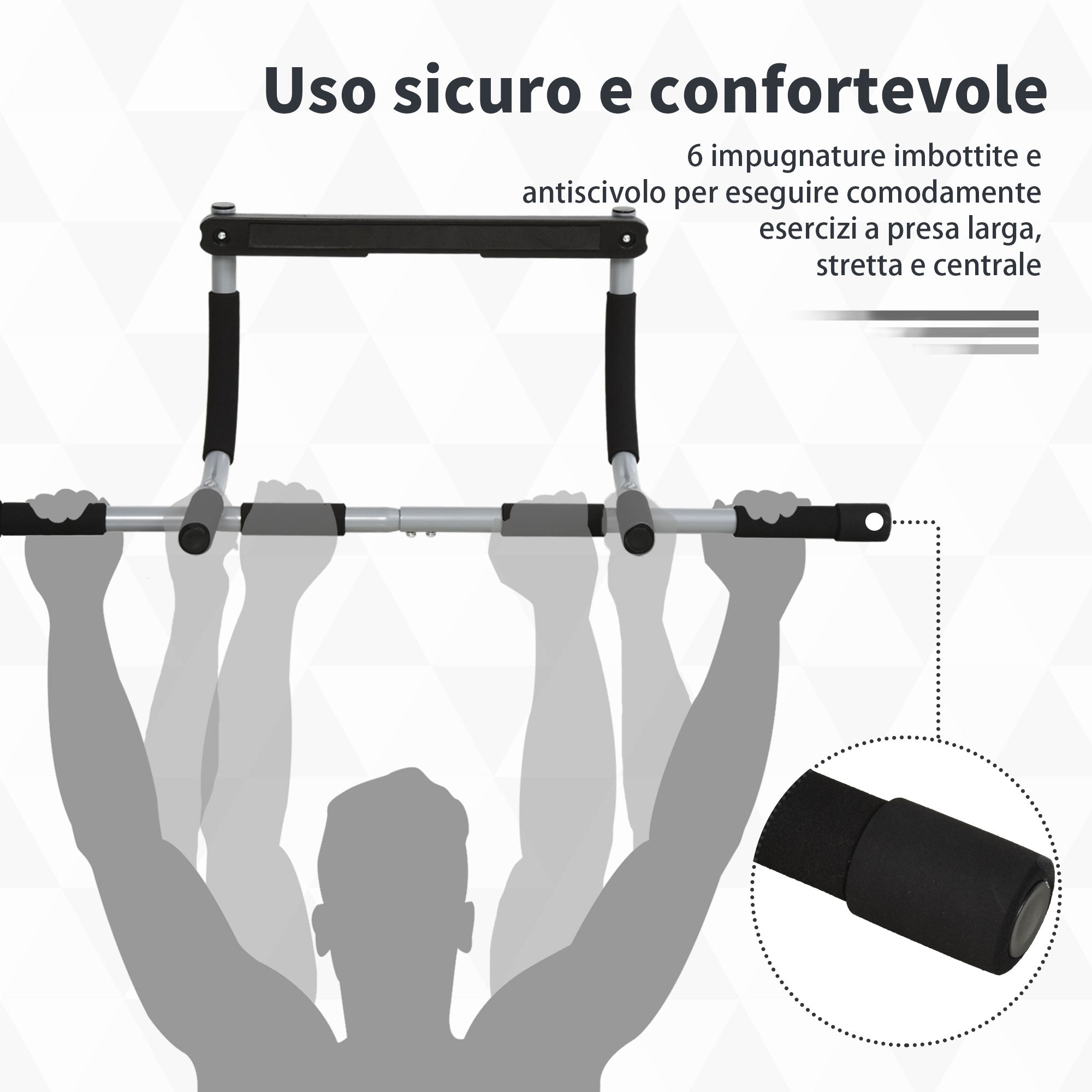 Door-Mounted Pull-Up Bar, Screw-Free Installation and Steel Tube Frame, Max. Weight: 110 kg