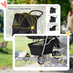 Folding Dog Stroller with Swivel Wheels and Brake, 75x45x97 cm, Black