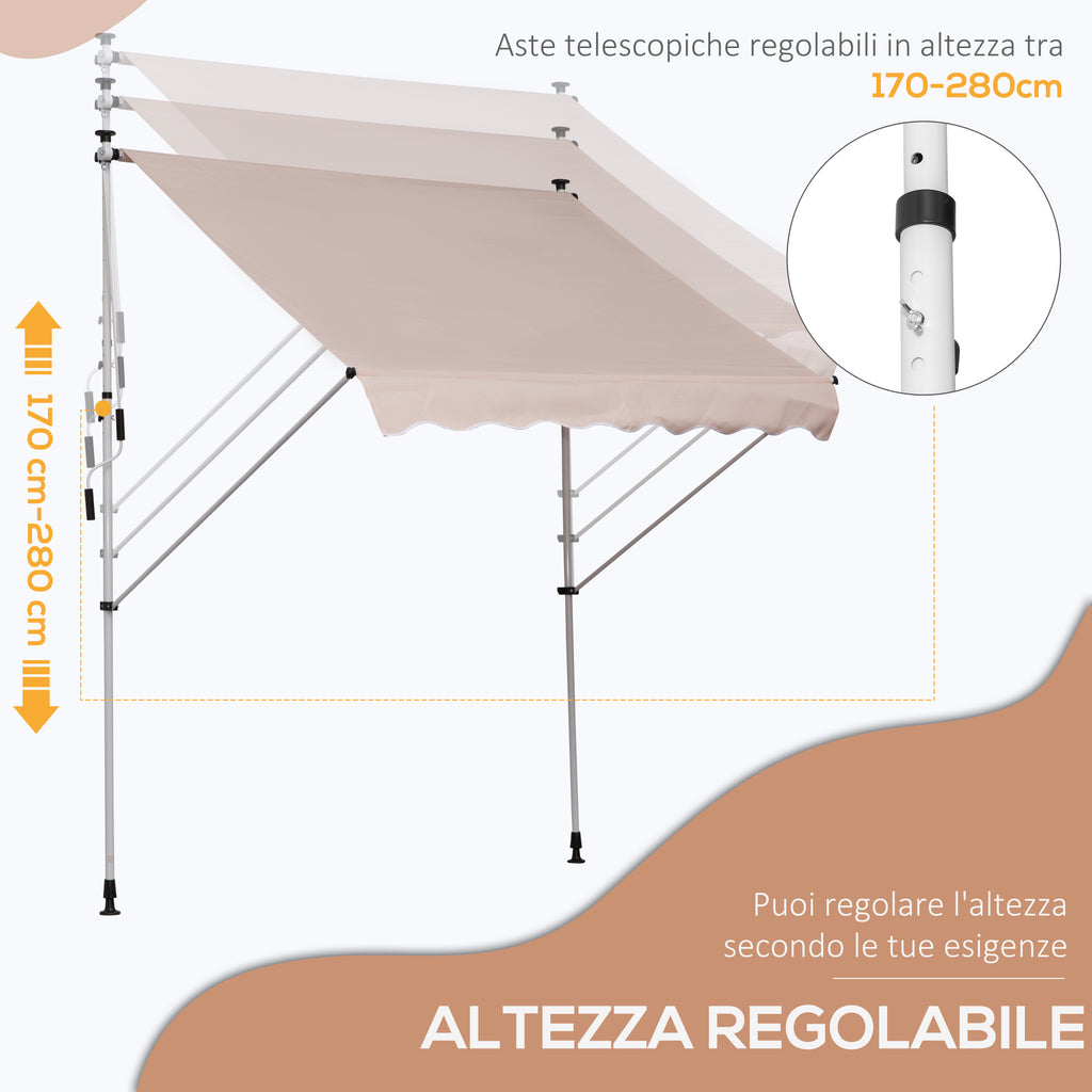 Outsunny 2x1.5m Outdoor Roller Awning with Crank and Adjustable Angle, Beige