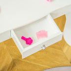 Children's Dressing Table with Stool and Triple Mirror, Wood and Acrylic, 63x40x85.5 cm, White