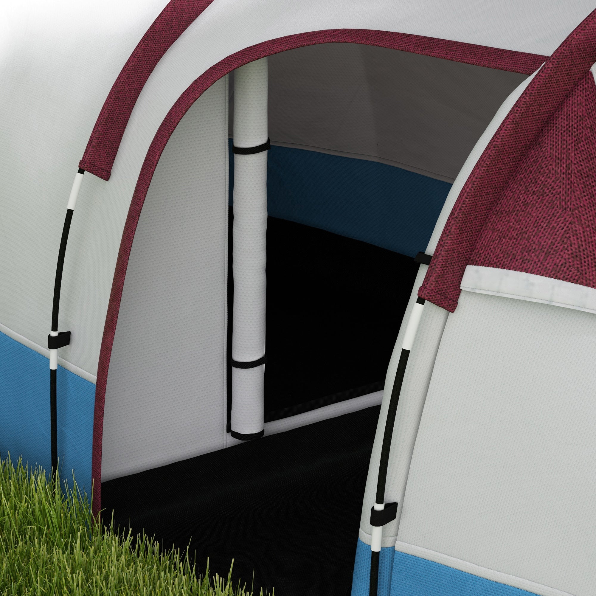 Outsunny Waterproof Camping Tent with 2 Areas and 3 Entrances, in Polyester and Fiberglass, 420x200x150 cm, Red - Borgè