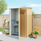 Outsunny Metal Tool Shed with Sloped Roof and Lockable Door, 142x86x189 cm, Yellow