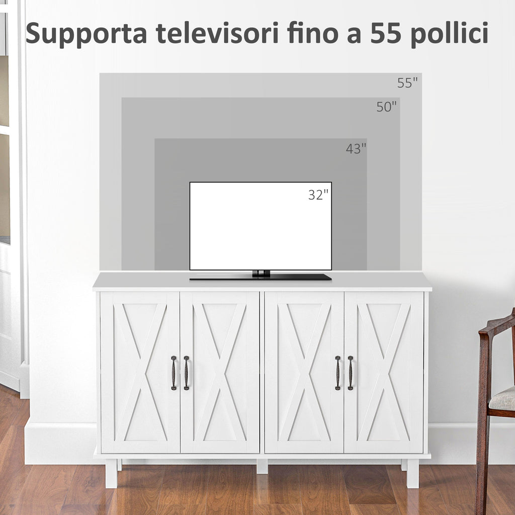 Homcom Multipurpose mobile in 4 -level mdf with 2 adjustable shelves and 5 legs, 120x37x75 cm, white - Borgè