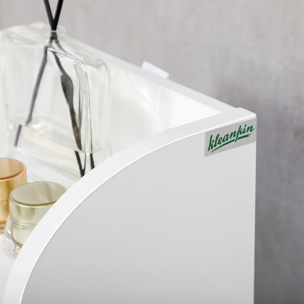 Bathroom Column with 3 Open Shelves and Adjustable 2-Tier Cabinet, Wooden, 23x18x100 cm, White