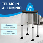 HOMCOM Non-Slip Shower Stool, Adjustable to 8 Heights, Made of Aluminum and PE, 32.5 x 41 x 35.5-54 cm, Black