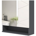 kleankin Cabinet with 2-Door Bathroom Mirror and Adjustable Wooden Shelves, 55x17x55cm, Gray - Borgè
