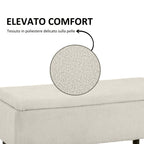Ottoman Strange Bench with 47L Storage Compartment and Bouclé fluffy Covering, 95x38x45 cm, Beige - Borgè