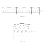 Outdoor 5-Panel Metal Fence with Laces, 305x62 cm, Black