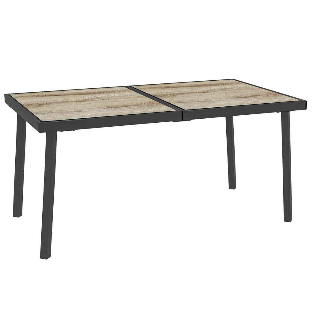 Outsunny Garden and Outdoor Dining Table, Wood Effect Top, 145x85 cm