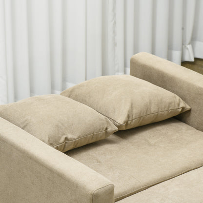 Armchair Bed in Light Brown Velvet Effect Fabric with 2 Cushions and Storage Space, 100x98x88 cm