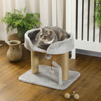 PawHut Cat Tree with Jute Scratching Post, Bed and Balls, 48x38x42 cm, Grey