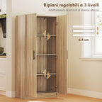 Modern Kitchen Sideboard with 2 Adjustable Shelves and Soft-Close Doors, 75x40x165 cm, Wood