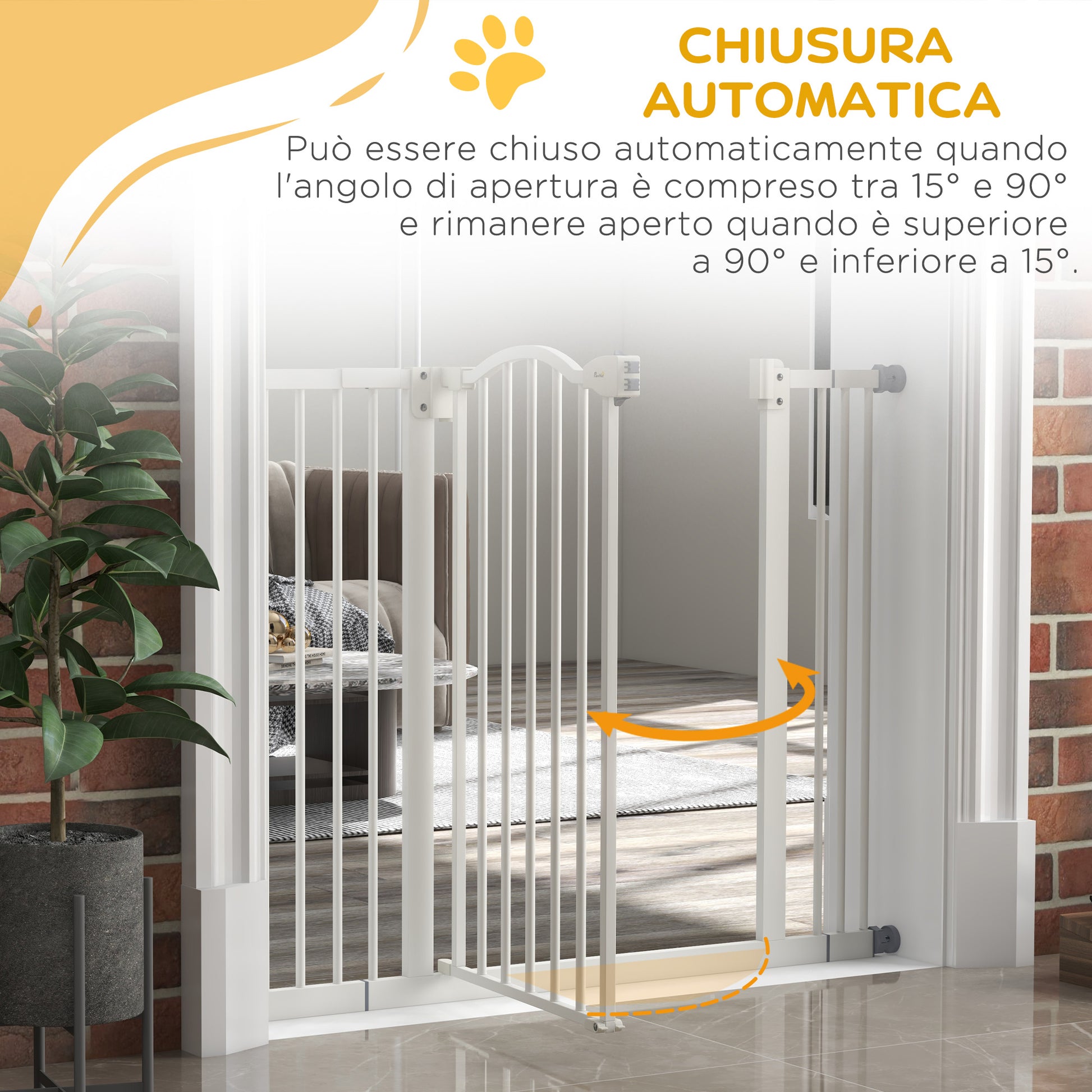 PawHut Extendable Dog Gate Without Screws Adjustable from 74-100 cm High 78 cm in Metal, White - Borgè