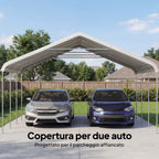 Outsunny Carport 5x6m, Portable Garage, Galvanized Steel Frame for Cars/Trucks, Cream