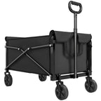 Outsunny 80L Folding Garden Cart with Adjustable Handle, Metal and Oxford Fabric, 78x47.5x92 cm, Black