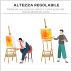 Vinsetto Height-Adjustable Painter's Easel with Drawer, Beech Wood, 43.5x43x150-190 cm