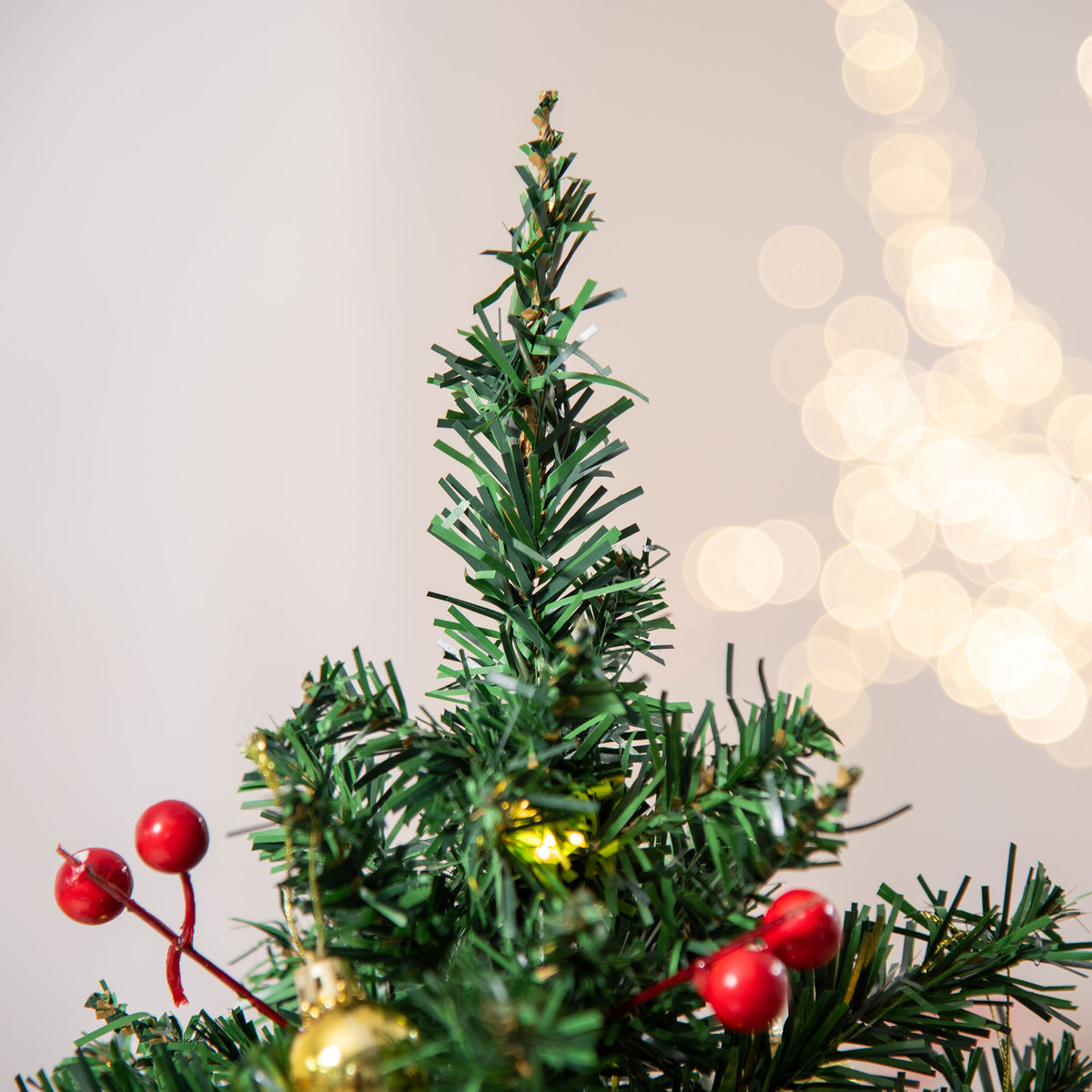 HOMCOM Small Christmas Tree 60cm with 15 LED Lights and Decorations