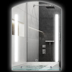 Bathroom Mirror with 3-Color Adjustable LED Light and Glass Shelf, 50x12x70 cm, Silver