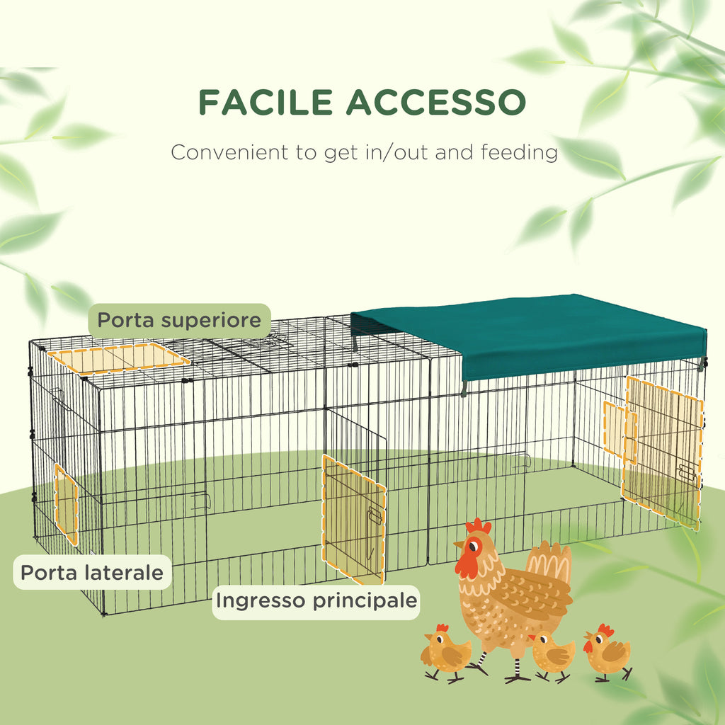 Pawhut for outdoor and interior rabbits with steel roof, 220x85x70cm, green - Borgè