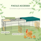 Pawhut for outdoor and interior rabbits with steel roof, 220x85x70cm, green - Borgè