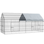 Indoor and Outdoor Rabbit Cage with Roof, 220x85x103cm, Silver