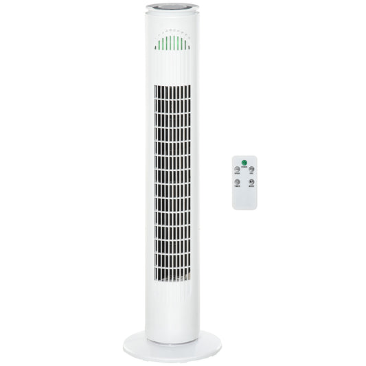 45W Tower Fan with 3 Modes and 3 Speeds with 10h Timer, in ABS, Ø22 x 77H cm, White - Borgè