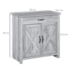 Country Kitchen Sideboard with 2-Door Cabinet and Drawer, 80x39.7x80cm, Grey