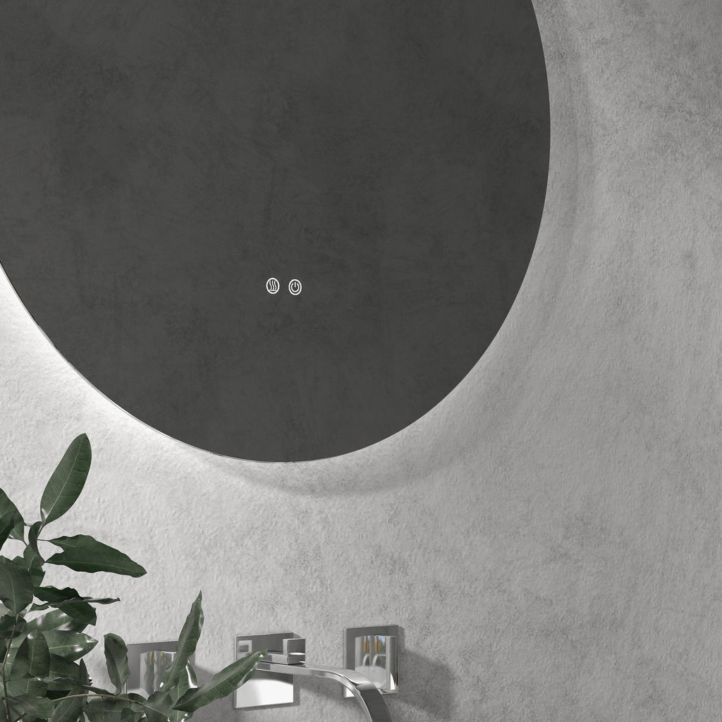 Bathroom Mirror with Adjustable LED Lights, Touch Switches and Anti-Fog Design, Ø60 cm