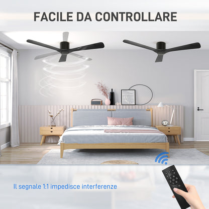 HOMCOM Reversible 3-Blade Ceiling Fan with 6 Speeds, Timer up to 8 Hours and Remote Control, Black - Borgè