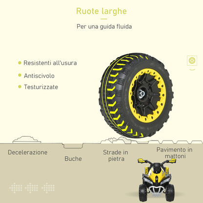 HOMCOM Quad for Children 18-36 Months Manually Pushed with Integrated Wheels, in PP and Metal, 44x67.5x38 cm, Yellow