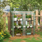 Outsunny Garden Greenhouse with PE Cover, 6 Shelves and 2 Roll-Up Doors, 143x46x151cm, Transparent
