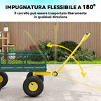 Outsunny Steel Garden Cart with 200 kg Capacity and Removable Side Walls, 104 x 54 x 51 cm, Green and Yellow